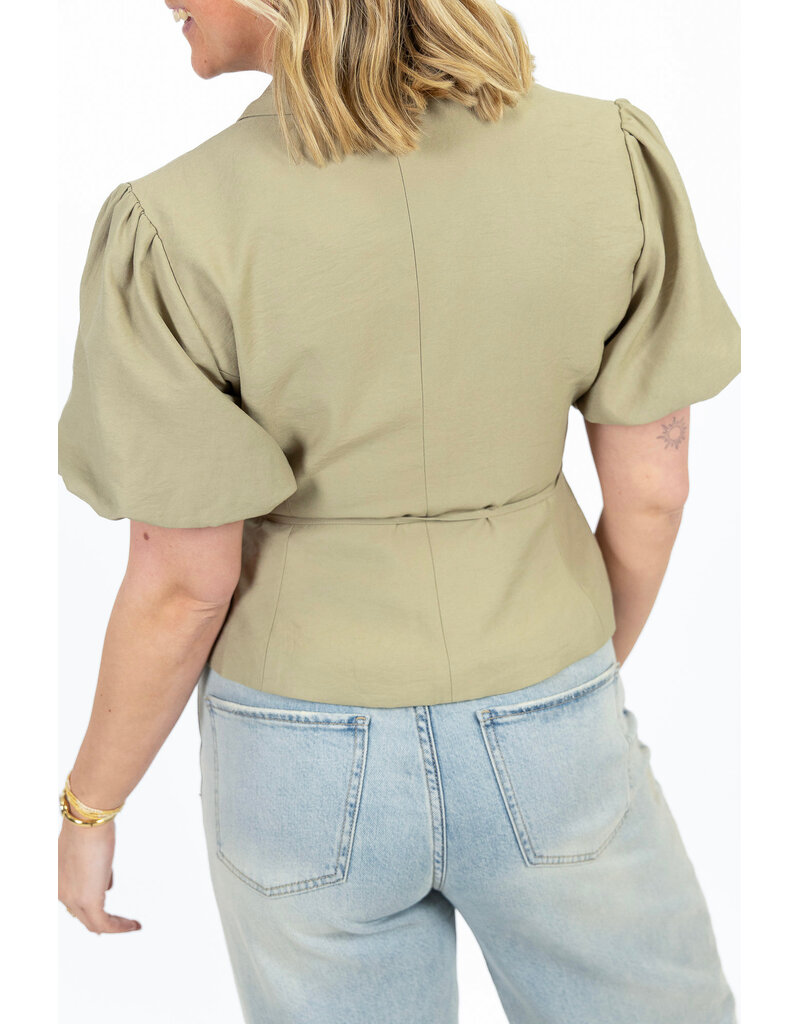 21Jewelz Blazer met korte mouwen & knoopdetail - groen