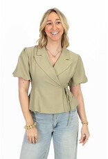 21Jewelz Blazer met korte mouwen & knoopdetail - groen