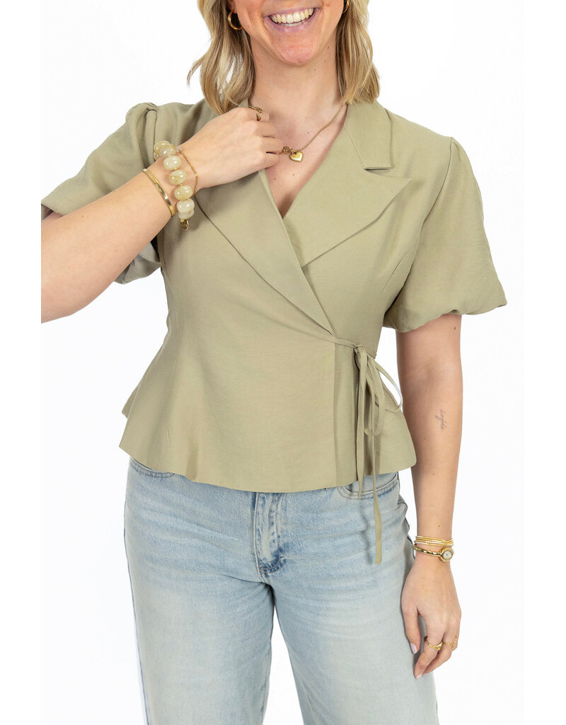 21Jewelz Blazer met korte mouwen & knoopdetail - groen