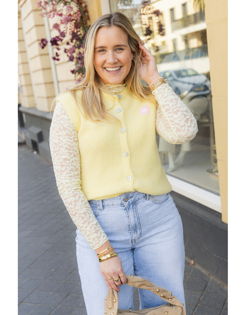 21Jewelz Wollig gilet met embleem - geel