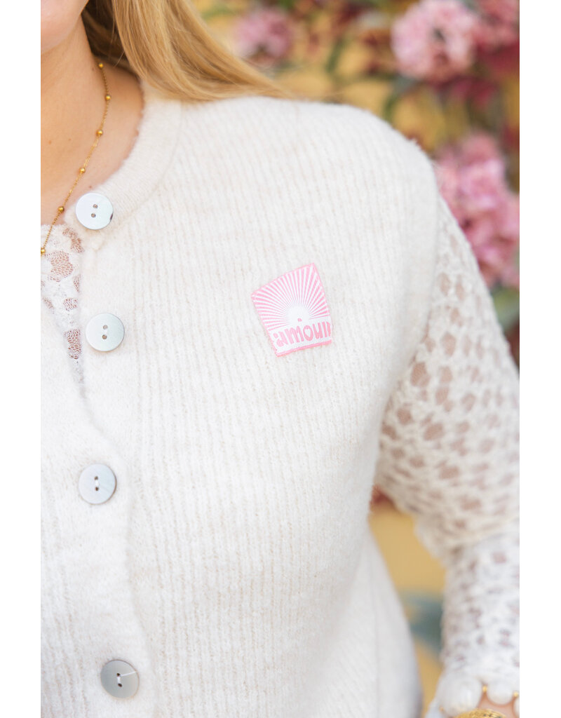 21Jewelz Wollig gilet met embleem - ecru