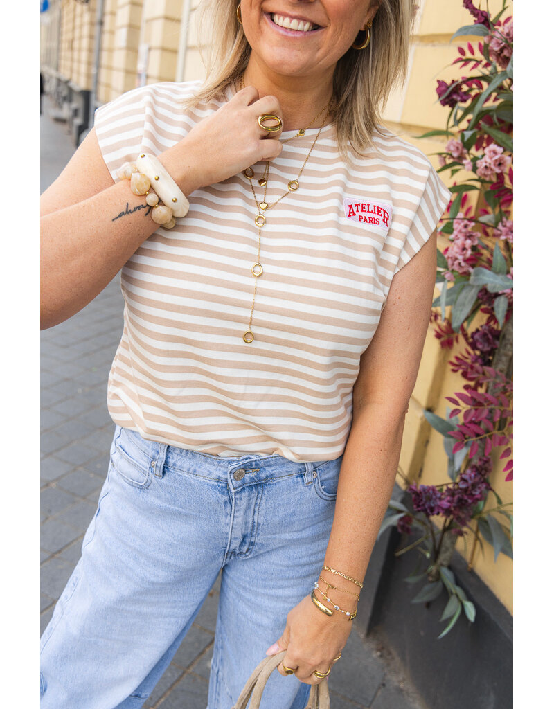 21Jewelz Atelier t-shirt gestreept - beige
