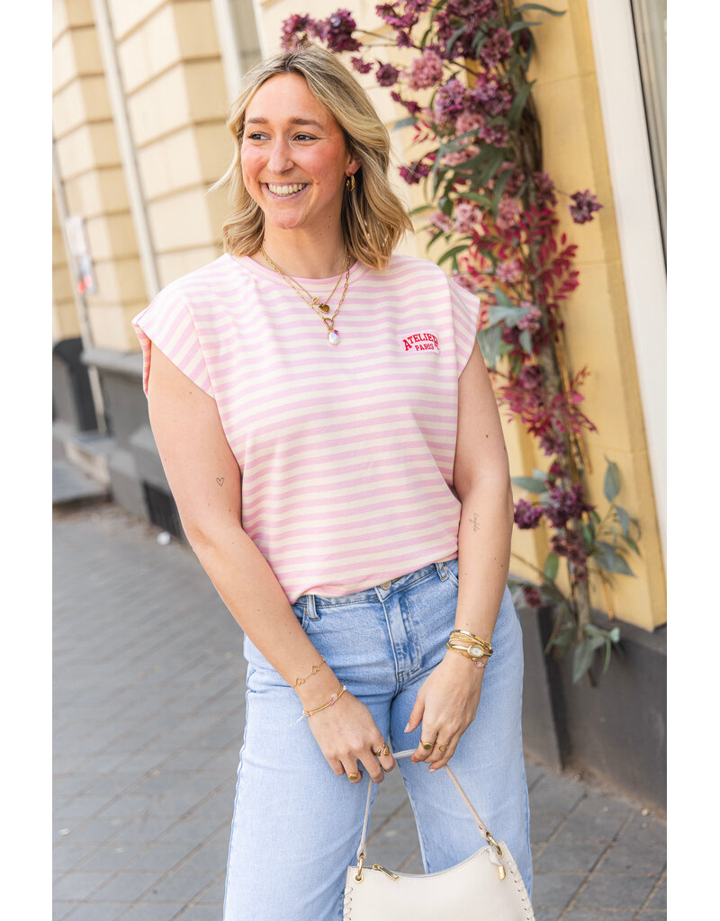 21Jewelz Atelier t-shirt gestreept - roze