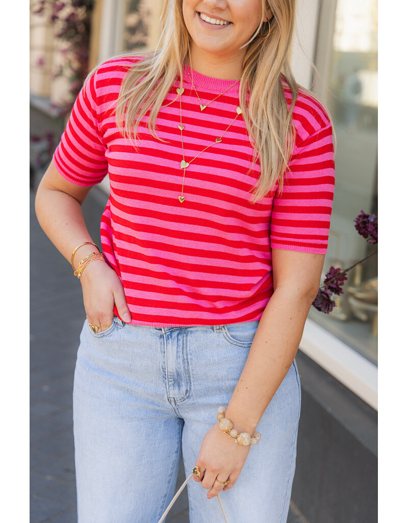 21Jewelz Gestreept shirtje - rood/roze