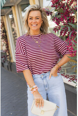 21Jewelz Gestreept shirt met drie kwart mouwen - bordeaux/roze