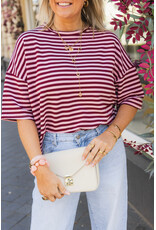 21Jewelz Gestreept shirt met drie kwart mouwen - bordeaux/roze