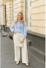 21Jewelz Blouse met strepen en borduursel - blauw/wit