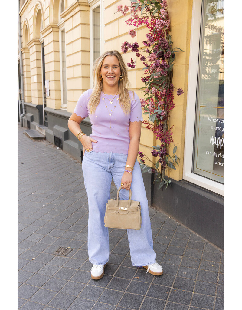 21Jewelz Zigzag shirt met gouden studs - lila