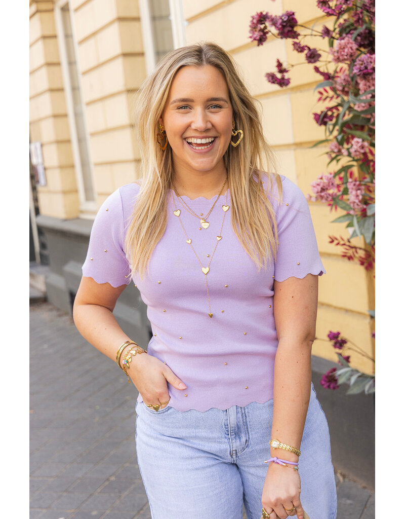 21Jewelz Zigzag shirt met gouden studs - lila