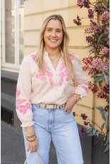 21Jewelz Blouse met strepen en borduursel - roze