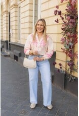 21Jewelz Blouse met strepen en borduursel - roze