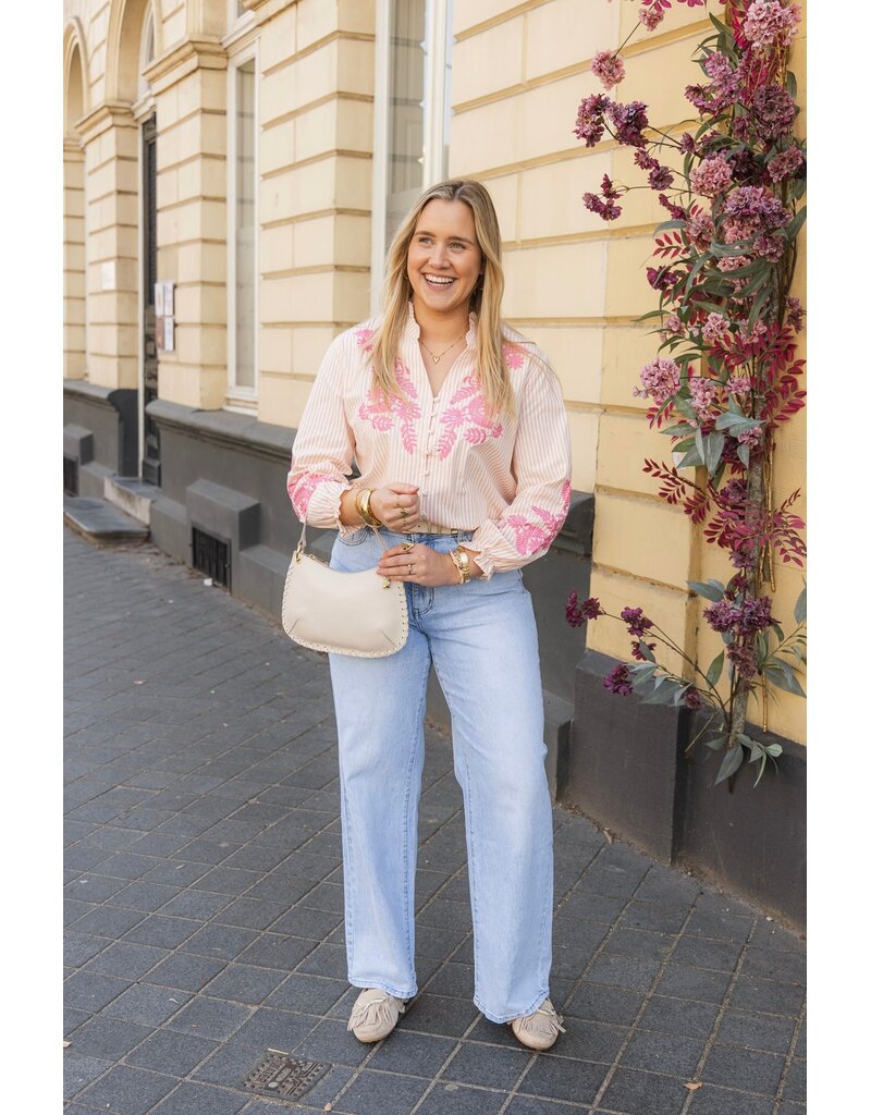 21Jewelz Blouse met strepen en borduursel - roze