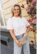 21Jewelz T-shirt met stud hartjes - lichtroze