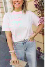 21Jewelz T-shirt met stud hartjes - lichtroze