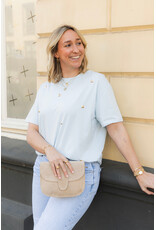 21Jewelz T-shirt met stud hartjes - lichtblauw