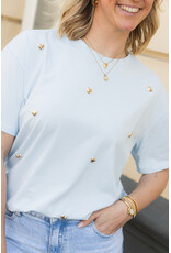 21Jewelz T-shirt met stud hartjes - lichtblauw