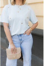 21Jewelz T-shirt met stud hartjes - lichtblauw