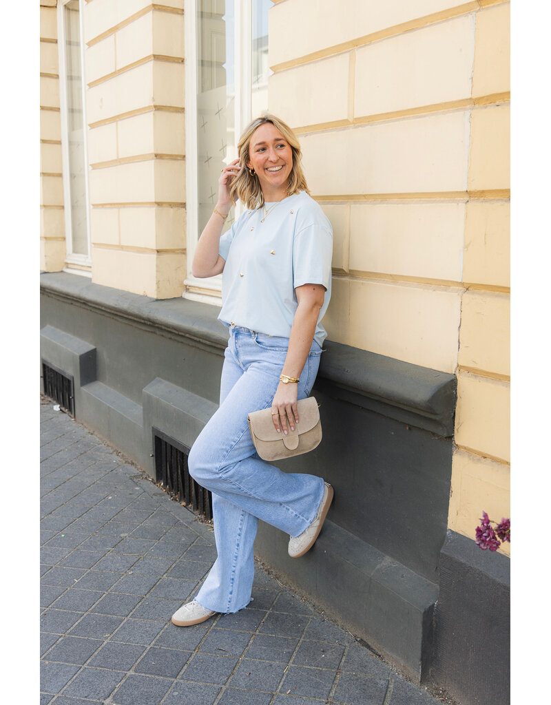 21Jewelz T-shirt met stud hartjes - lichtblauw