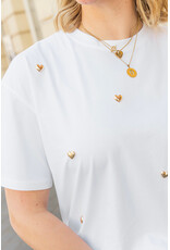 21Jewelz T-Shirt met stud hartjes - wit