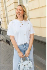 21Jewelz T-Shirt met stud hartjes - wit