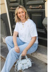 21Jewelz T-Shirt met stud hartjes - wit