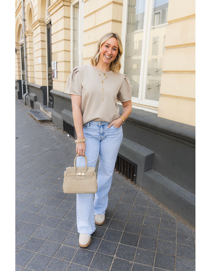 21Jewelz Sweatshirt met pofmouw - taupe