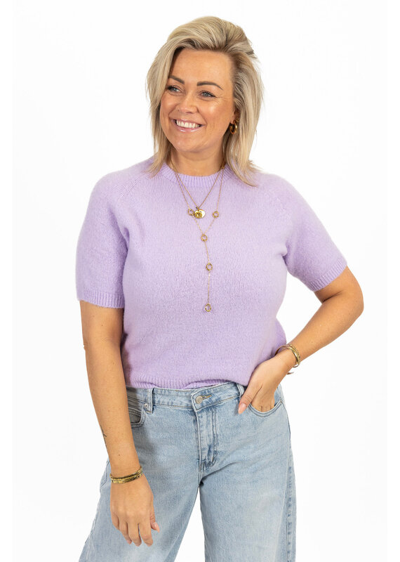 21Jewelz Gebreide trui met korte mouwen - lila