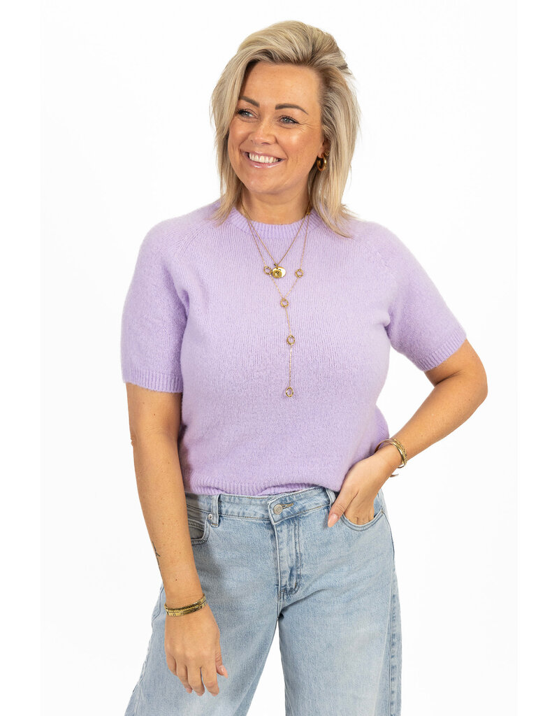 21Jewelz Gebreide trui met korte mouwen - lila