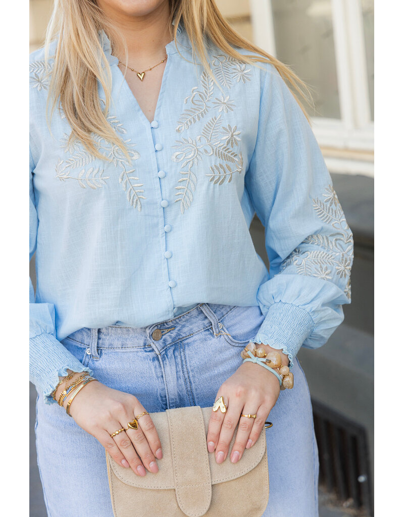 21Jewelz Blouse met goud borduursel - lichtblauw