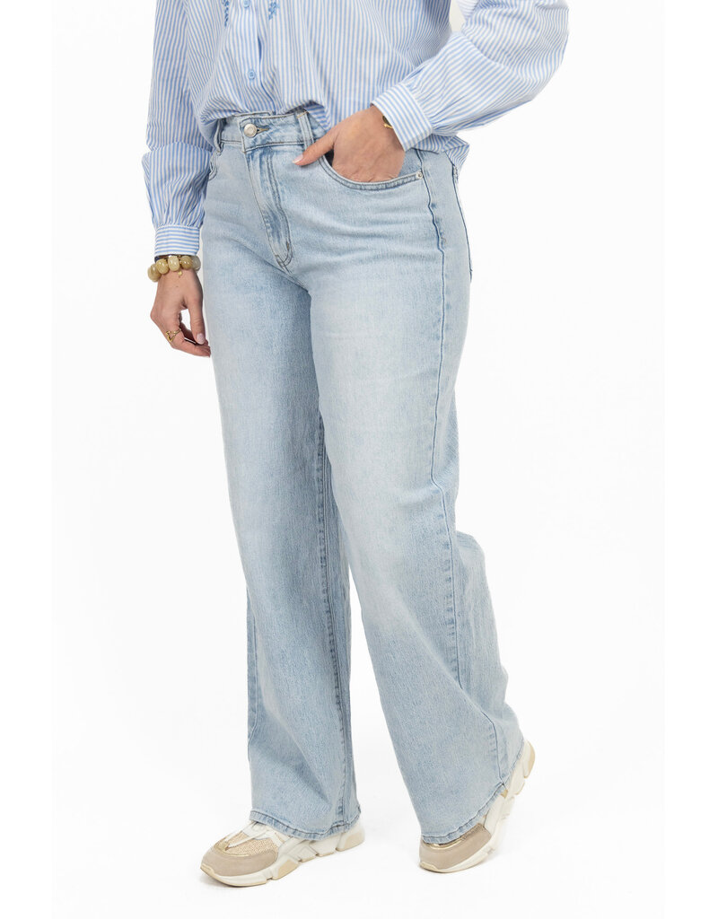 21Jewelz Wide leg jeans met lichte wassing - blauw