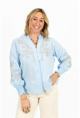 21Jewelz Blouse met goud borduursel - lichtblauw