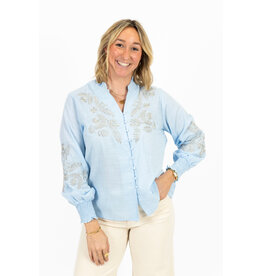 21Jewelz Blouse met goud borduursel - lichtblauw