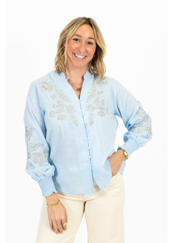 21Jewelz Blouse met goud borduursel - lichtblauw