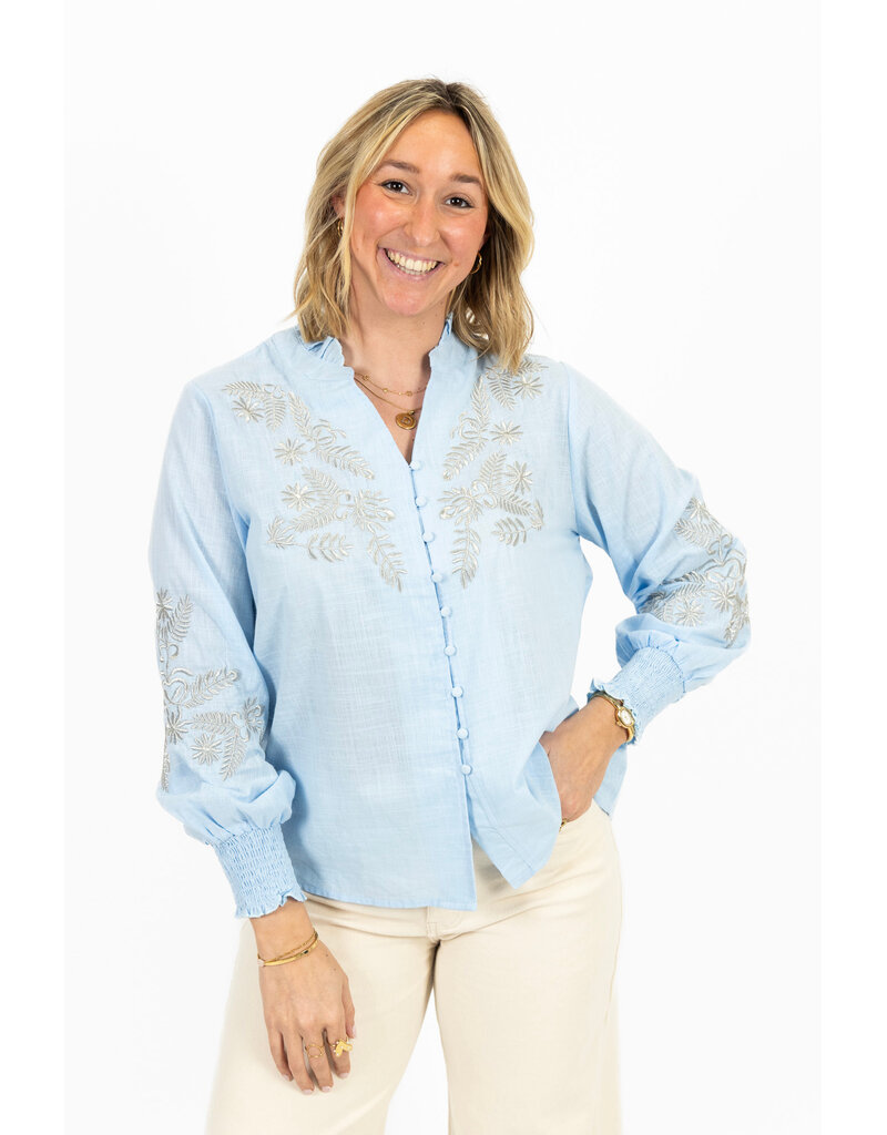 21Jewelz Blouse met goud borduursel - lichtblauw
