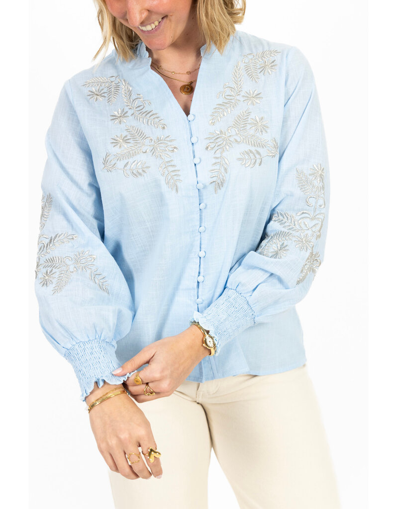 21Jewelz Blouse met goud borduursel - lichtblauw