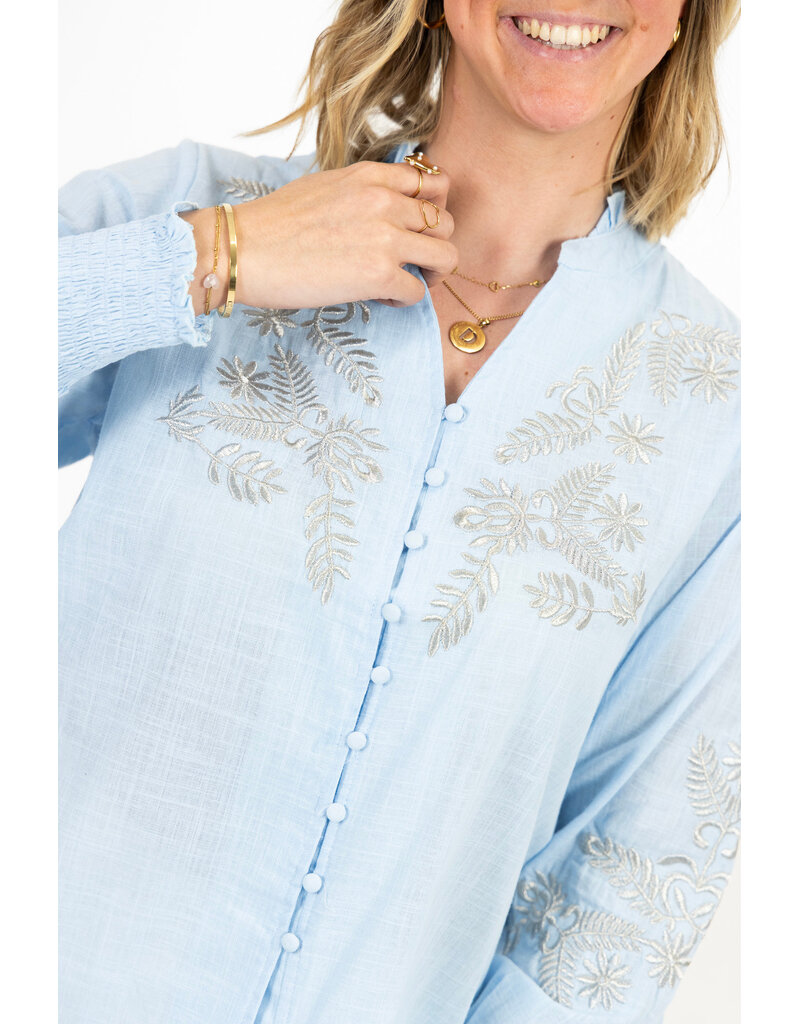 21Jewelz Blouse met goud borduursel - lichtblauw