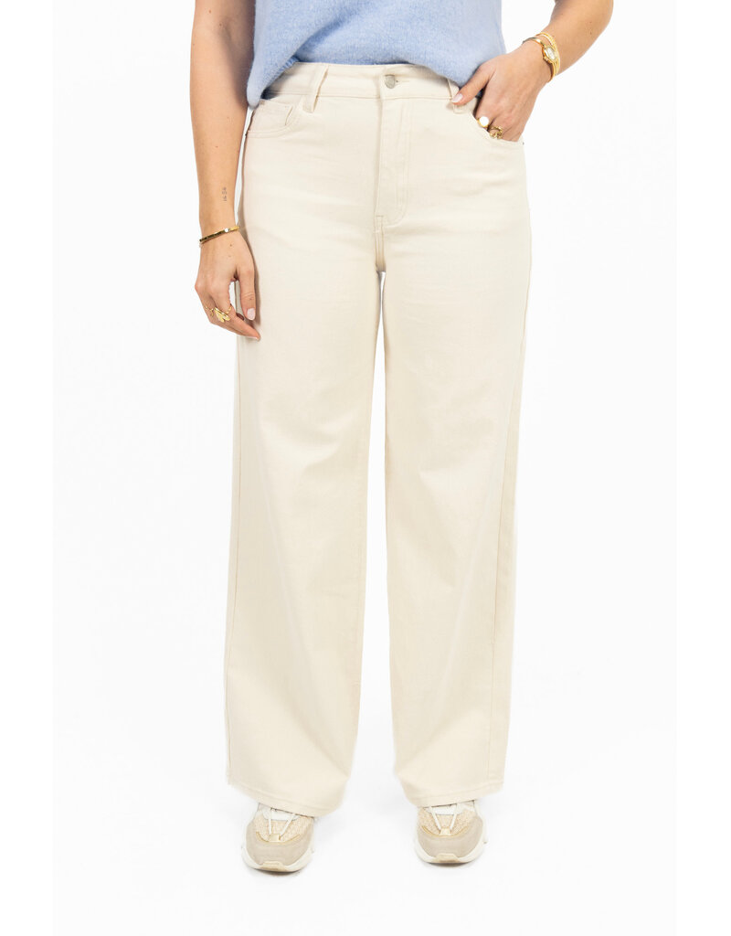 21Jewelz Basic stretch wide leg jeans - ecru