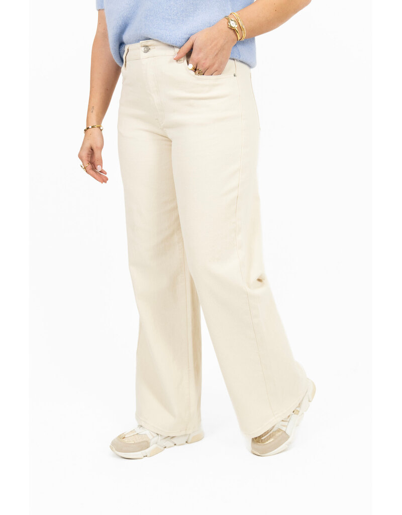 21Jewelz Basic stretch wide leg jeans - ecru