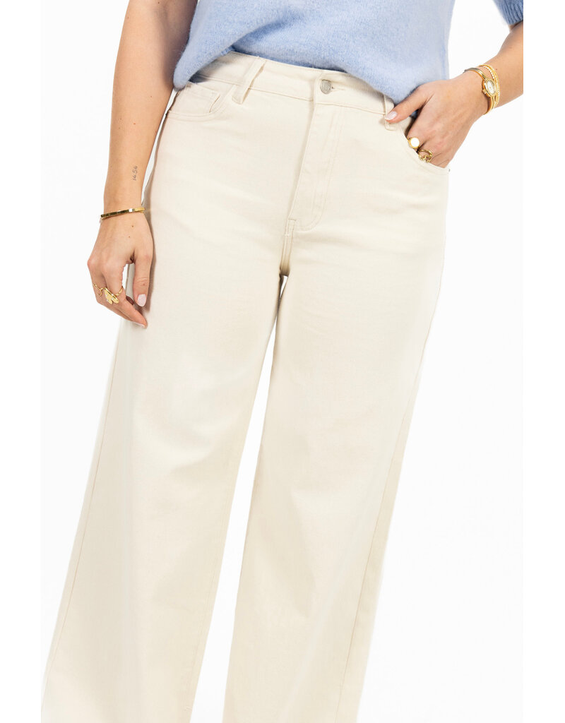 21Jewelz Basic stretch wide leg jeans - ecru