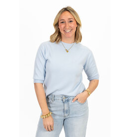 21Jewelz Fijn gebreid truitje met korte mouw - blauw