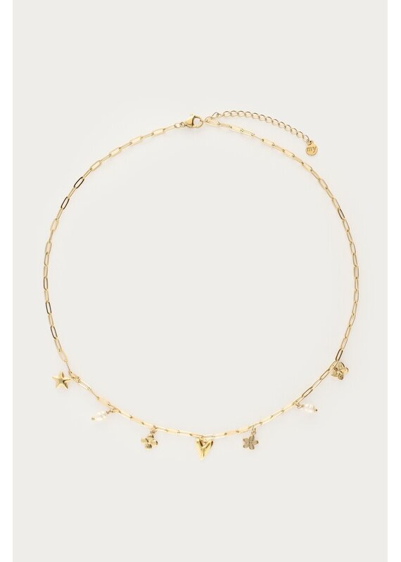 My Jewellery My Jewellery - Minimalistische schakelketting met zeven bedels - goud