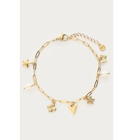 My Jewellery My Jewellery | Minimalistische schakelarmband met zeven bedels - goud