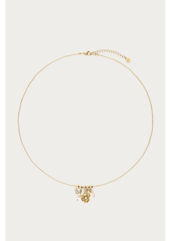 My Jewellery My Jewellery | Ketting met ranonkel bloem en zoetwaterparels - goud