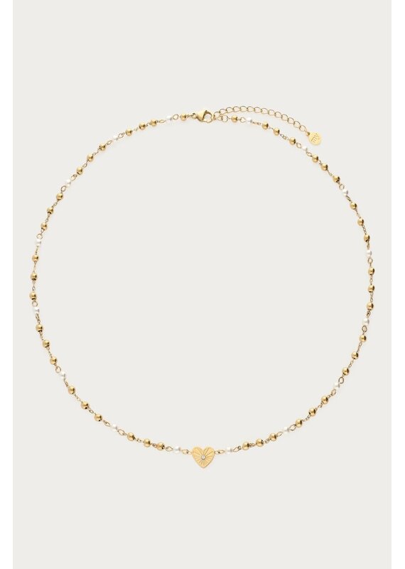 My Jewellery My Jewellery | Ketting met hartje en imitatieparels - goud