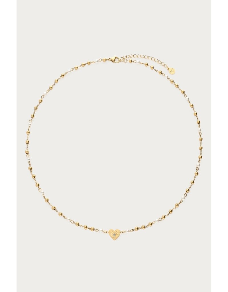My Jewellery My Jewellery | Ketting met hartje en imitatieparels - goud