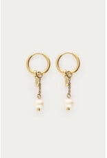 My Jewellery My Jewellery | Minimalistische oorringen met imitatieparel en strass - goud