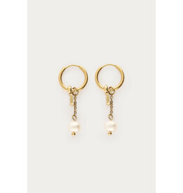 My Jewellery My Jewellery | Minimalistische oorringen met imitatieparel en strass - goud
