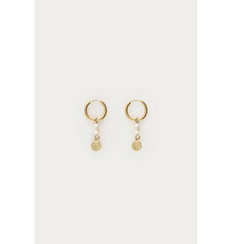My Jewellery My Jewellery | Oorringen zoetwaterparel en munt - goud