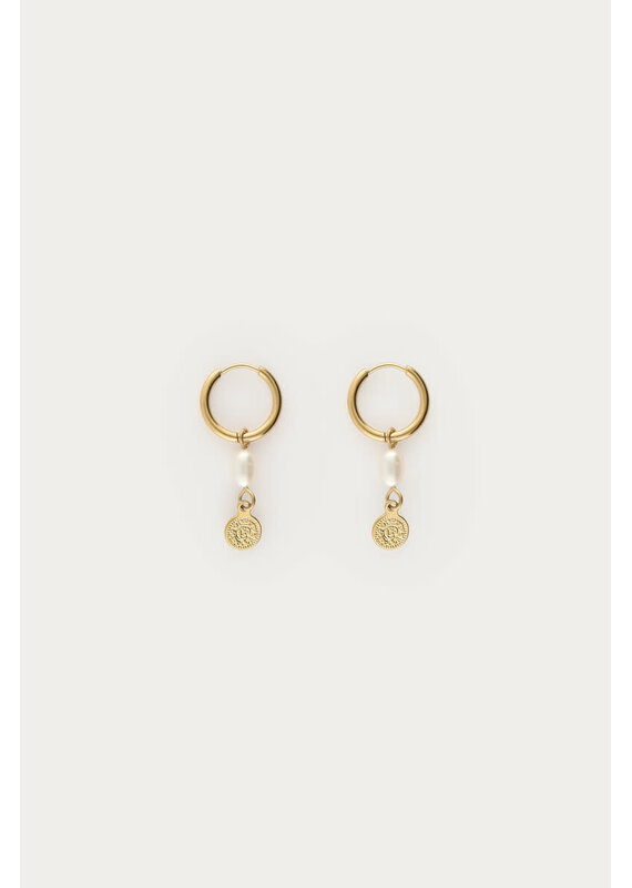 My Jewellery My Jewellery | Oorringen zoetwaterparel en munt - goud