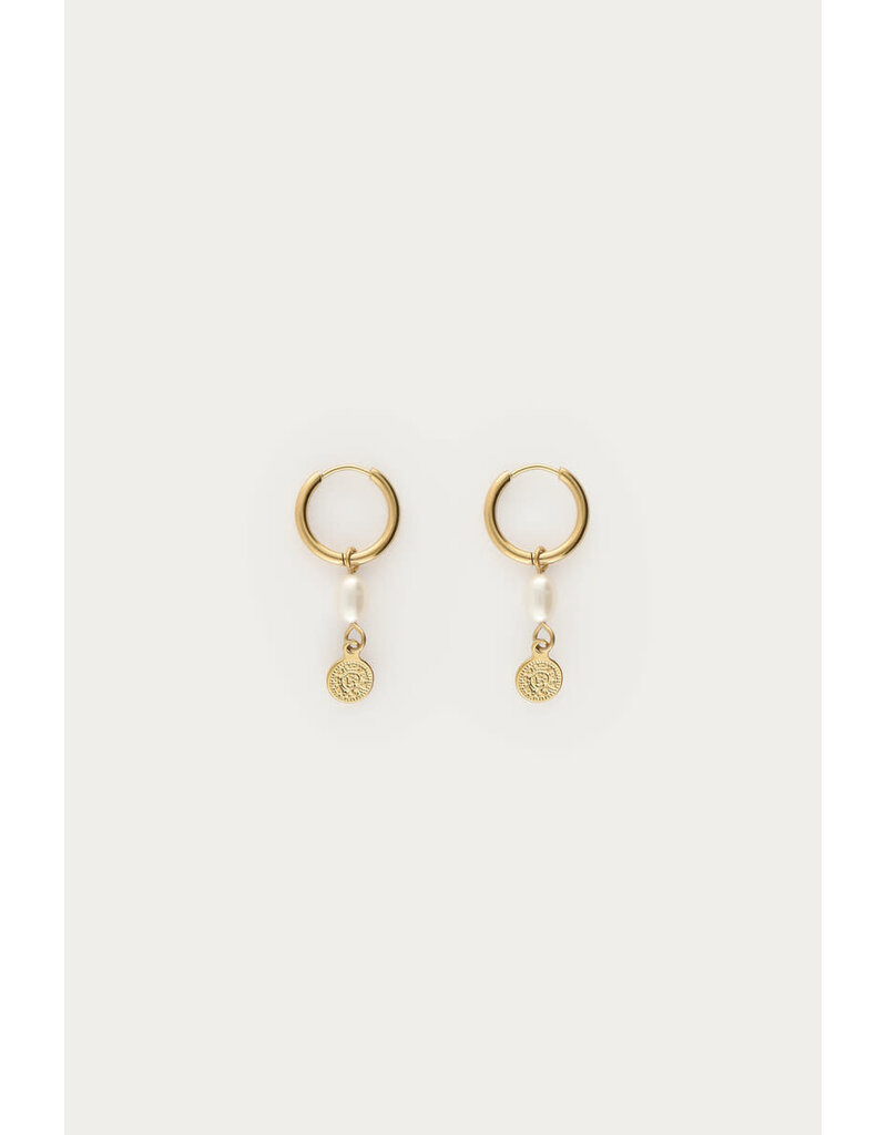 My Jewellery My Jewellery | Oorringen zoetwaterparel en munt - goud